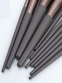 12-delars grå sminkborsteset med borsthållare, multifunktionella professionella kosmetiska verktyg - Mörkgrå - Visa 6