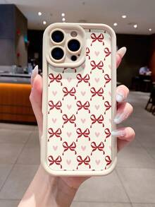 甜美奶白色红色蝴蝶结爱心保护壳，兼容 17 Air Pro Max、16 Pro Max，防摔，磨砂质感，兼容 15 Pro，少女风，兼容 14、13 - 高竹古董白 - 查看 5