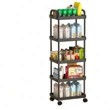 3-Tier Rolling Storage Cart With Handles - Multifunctional Floor Standing Shelving Unit For Kitchen And Bathroom, With Removable Draining Rack, Suitable For Back To School Season, Plastic Material, Not For Heavy Items - Multicolor - View 14