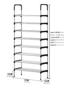 1pc Multi-Tier Shoe Rack, Freestanding Shoe Organizer, Easy To Assemble, Suitable For Rental House, Entryway, Hallway, Bedroom, Bathroom, Office, Living Room - Black - View 10