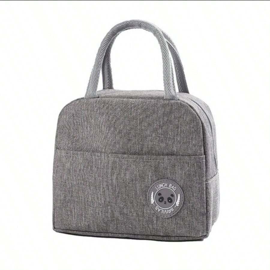Portable Thermal Lunch Bag/Travel Bag/Cosmetic Lunch Box. Cute Design With Teddy Bear Print. Thermal Insulation That Keeps Food At The Desired Temperature. Practical Carrying Handle. Easy To Clean. Resistant And Durable For Daily Use. - 灰色 - 查看 1