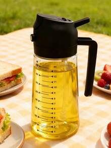 1个二合一橄榄油分配器兼烹饪喷雾器,自动翻盖,470毫升,黑/白(遮光),双用途厨房喷雾器,可重复填充设计,适用于烹饪、空气炸锅、沙拉、烧烤 - 查看 4