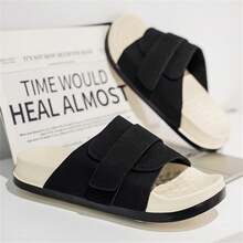 Unisex minimalistische Mode Große Größen Offene Zehe Slide Sandalen, Weiche Sohle Badezimmer Strandpantoffeln für Innen-/Außenbereich, Bequeme Lässig leichte rutschfeste Flip-Flops - Schwarz - Übersicht 2