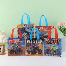 5/15 Stück Rennwagen-Themen Vlies-Tragetaschen, Monster Truck Muster Geschenktüten, geeignet für Themenfeiern, Einschulungsfeiern, Geburtstage, Geschäftsbesuche, Party-Gastgeschenke, Einschulungszeit, anwendbar für Feiertage, Veranstaltungen, Klassentreffen und verschiedene Anlässe - 9008-1-2-3-6-7 - Übersicht 3