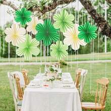 1 Set (9 pezzi) Ventagli di carta a forma di fiori di colore macaron, adatti per feste di compleanno, addii al nubilato, matrimoni di San Valentino, scene di proposta, decorazioni accoglienti, decorazioni per soffitti di aule, ventagli di carta a forma di fiori - multicolore - Visualizzare 8