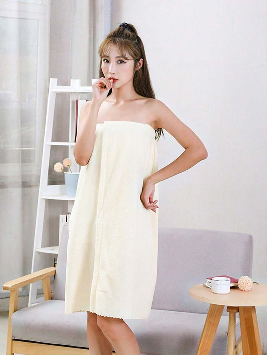 1pc Women's Super Soft Adjustable Bathrobe, Can Also Be Used As A Bath Towel Dress. Quick Absorbent And Warm After Bathing, Comfortable And Breathable For Sauna Etc. Lightweight And Portable, Prevents Exposure. Loose Design With Adjustable Fit, Suitable For Different Body Types And Styles. - Multicolor - View 1
