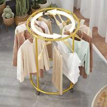 Perchero circular giratorio con ruedas de 360 ° , metal resistente - dorado - Ver 10