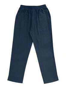 Men's Linen Wide-Leg Casual Pants Relaxed Fit, Suitable For All Seasons - Navy Blue - View 3