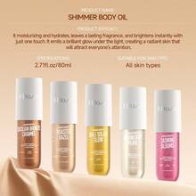 HLLOZZI 80ml Natural Glow Body & Face Highlighter Oil Lightweight, Non-Greasy Texture. Available In 5 Colors. A Multi-Purpose Liquid Highlighter For The Face, Body, And Hair. Enhances Facial And Body Contours For A Three-Dimensional Sculpted Look. A Must-Have For Parties, Festivals, Weddings, Carnivals, And More. - 彩色 - 查看 10