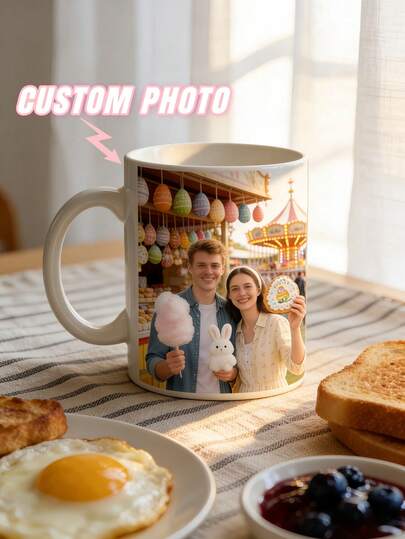 1 كوب مخصص بصورة شخصية، كوب مجموعة صور عائلية مخصص، كوب للأزواج، كوب هدية مخصص بصورة، مناسب للتجمعات العائلية، عيد الفصح، الذكرى السنوية والمناسبات الخاصة