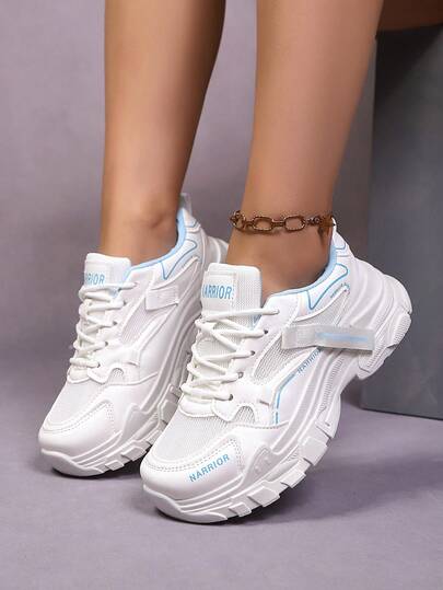 Summer New Thick Sole Mesh Chunky Sneakers Women, Breathable Platform Casual Sports Shoes, Lightweight Soft Bottom Small White Shoes, Korean Student Shoes, Non-Slip Wear-Resistant Outdoor Running Shoes, Comfortable Shock-Absorbing Versatile Women Shoes