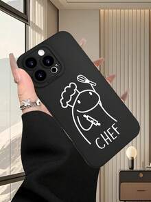 Painted Graffiti 1pc 2D Abstract Line Art Design Unique Creative Minimalist Quirky Aesthetic Style Suitable As Gift For Friends, Family, Couples, Yourself, Black Matte Soft Protective Case Compatible With Apple, - Black - View 3