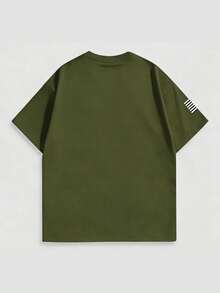 印花夏季短袖T恤，美国时尚品牌印花，圆领休闲百搭上衣，男士户外运动T恤 - 彩色 - 查看 3