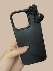 1个闪亮3D蝴蝶结奢华哑光鳄鱼纹全包防震TPU手机壳，兼容苹果17/16/15/14/13/12/11 Pro Max - 彩色 - 查看 1