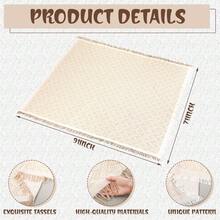 Extra Large Outdoor Boho Picnic Blanket 91'' X 71'' Beige White Table Runner 6 Throw Pillow Cover Woven Cotton Yarn Oversize Beach Blanket Washable For Picnic Camp Wedding - Beige White - 查看 10