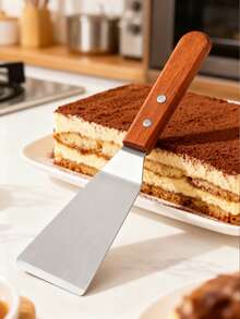 1件装扁平铲，厨房烹饪工具，不锈钢木柄铁板煎饼蛋糕铲，不锈钢扁平铲，木柄烹饪铲，翻铲，提拉米苏铲，蛋糕铲，牛排煎铲，铁板烧烤铲，披萨铲，烹饪炒菜和煎蛋铲，蛋糕切割器，蛋糕刮刀，铁板烧烤铲，厨房烘焙和烹饪工具，适用于蛋糕、提拉米苏、面包、煎牛排、铁板烧、煎饼、炸鸡卷等。 - 銀色 - 查看 15