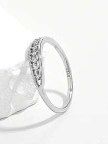1 Stück eleganter und modischer kleiner vintage 925 Sterling Silber Hohllauf-Design Ring mit eingearbeiteten kubischen Zirkoniasteinen, geeignet für Frauen Partys, Jahrestage, Hochzeiten, als Geschenk - Silber - Übersicht 3