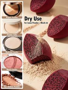 Large Leopard Red Makeup Blender Sponges 4/8Pcs Latex-Free Water Expanding For Face Makeup Foundation Concealer Blush Contouring - Multicolor - View 6