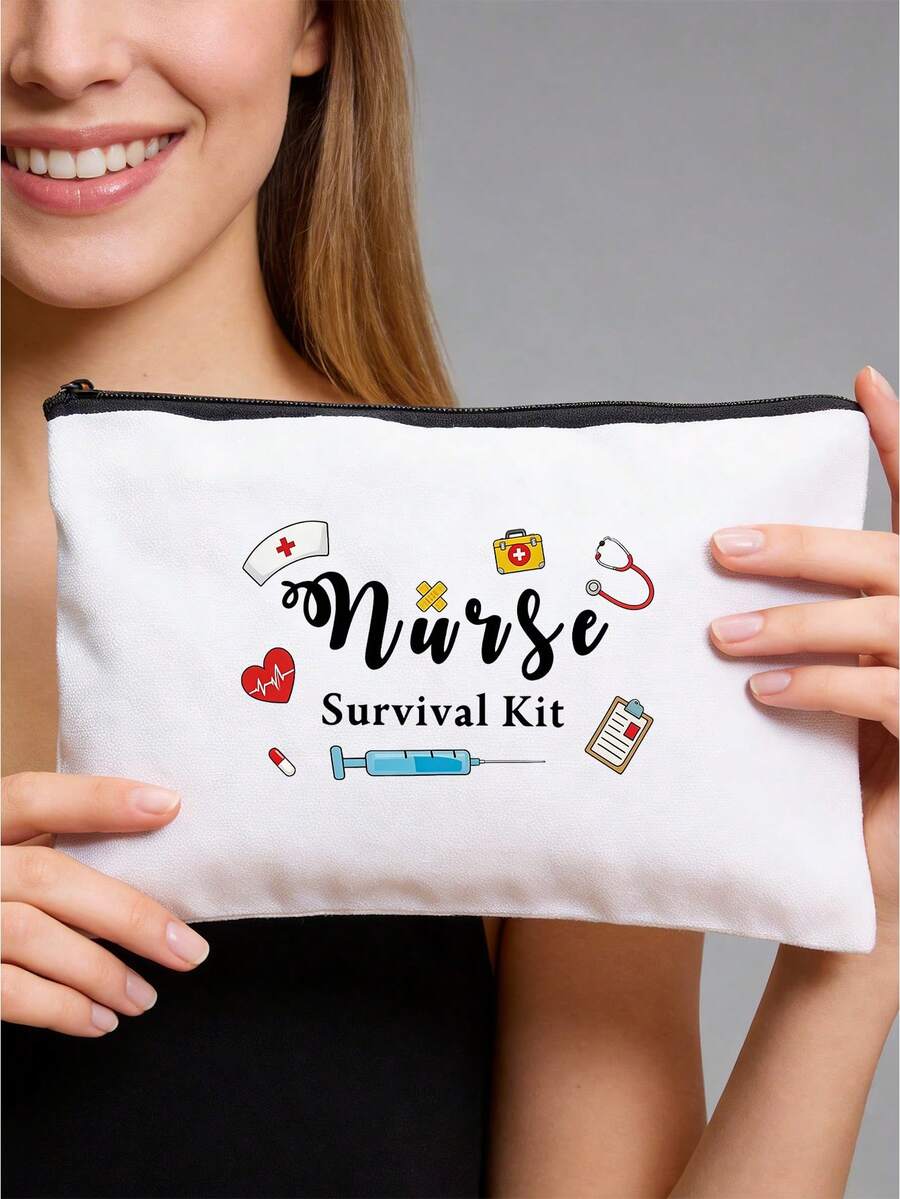 1PCNurse Makeup Bag Gift Emergency Room Nurse Zipper Bag ICU Nurse Gift Nurse Appreciation Cosmetic Bag Nurse Graduation Gift - Multicolor - View 1