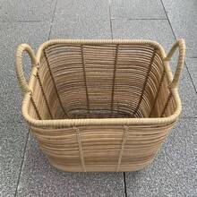 1pc Nordic Style Wooden Color Rattan Woven Desktop Storage Basket, Ultra Versatile Organizer For Snacks, Toys And Miscellaneous Items, Space-Saving, Elegant Rattan Craft For Living Room, Kitchen, Office, Dorm, Spring Home Organization And Daily Use, Compact Yet Capacious For Clutter Control And Routine Storage - View 1