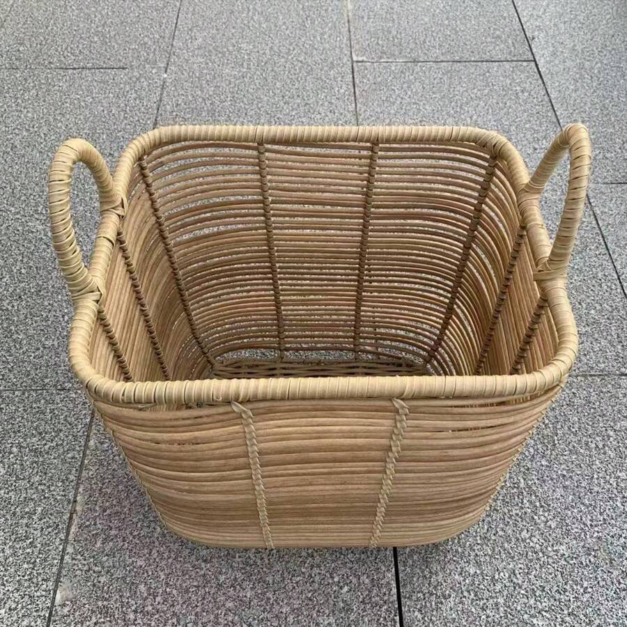 1pc Nordic Style Wooden Color Rattan Woven Desktop Storage Basket, Ultra Versatile Organizer For Snacks, Toys And Miscellaneous Items, Space-Saving, Elegant Rattan Craft For Living Room, Kitchen, Office, Dorm, Spring Home Organization And Daily Use, Compact Yet Capacious For Clutter Control And Routine Storage - View 1