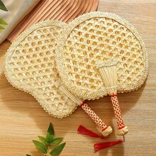 1pc Durable Large Palm Leaf Hand Fan, Handwoven Straw Fan, Traditional Handmade Banana Leaf Hand Fan, Suitable For Home Use, Summer - Straw Fan - View 4