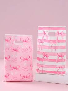 10/25/50pcs Pink Bow Gift Bags, Candy Bags With Cute Pink Bow Design, Suitable For Birthday Party, Wedding, Baby Shower, Boy Or Girl Party Favors, Newborn Party Decorations, Party Table Decor, Gender Reveal, Baby Shower, 1st Birthday, Blue & Pink Bear Decor, Party Bag Fillers, Wedding Decorations - Bow - View 9