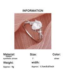 1pc Glamorous Sparkling Classic Claw-Set Cubic Zirconia Teardrop Women's Engagement Ring, Wedding Ring, Party Event Anniversary Birthday Gift - Silver - View 9