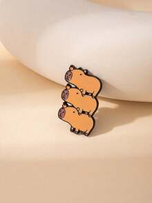 1pc Cute Creative Capybara Brooch Cartoon Personalized Cute Capybara Shape Metal Lady Badge To A Good Friend Gift - Multicolor - View 2