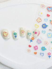 3/6张可爱花朵美甲贴纸雏菊花卉美甲贴花可爱春季美甲 - 彩色 - 查看 5