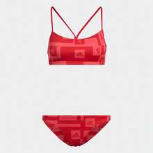Adidas 女士舒适运动休闲时尚吊带比基尼泳衣，泳装套装 H62032 - 漩渦螢光紅/鮮紅 - 查看 1