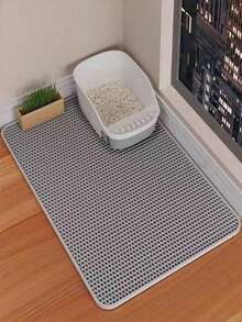 Large Double-Layer EVA Material Cat Litter Mat, Anti-Splash & Leak, Washable Litter Trapping Mat, Convenient Cleaning, Multiple Sizes Available, Pet Cat Litter Box Mat - Grey - View 3