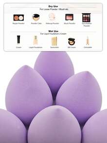 Bộ 2/4/6/8/10 miếng mút trang điểm màu tím, mềm mại, mịn màng, thích hợp trang điểm mọi loại da, dùng được cả khi ướt và khô. - Nhiều màu - Xem 6