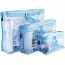 Set Of 3 Waterproof Cosmetic Bags – Different Sizes | Makeup Case, Travel Toiletry Bag, Diaper And Medicine Organizer | Sky Blue – Containers By Aline, 42653583 - 青檸色 - 查看 2
