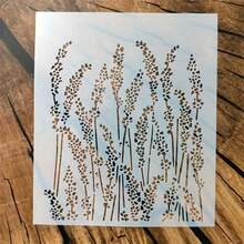 1个可重复使用的薰衣草图案塑料模板，适用于美术用品、布料、木材、墙面装饰，镂空花卉设计，可水洗工艺模板 - 單件 - 查看 1