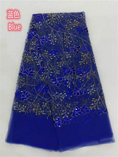 2026 High-Quality Fashion Elegant French Embroidered Handmade Beaded Lace Fabric With Sequins, African Nigerian Wedding Party Material, 5 Yards/1 Yard