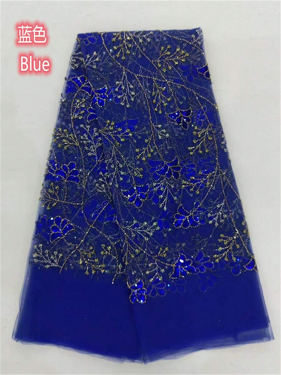 2026 High-Quality Fashion Elegant French Embroidered Handmade Beaded Lace Fabric With Sequins, African Nigerian Wedding Party Material, 5 Yards/1 Yard - A - View 1