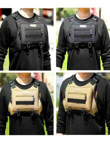 Multifunctional Cycling Sports Protective Vest, Adjustable Chest Backpack, Adjustable Rider Chest And Back Protection Chest Bag, Phone, Keys, Gloves, Glasses And Other Items Storage Pouch - A - View 9