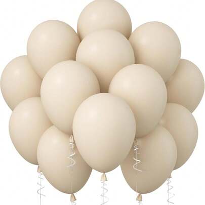 12 Inch 30pcs Beige, Ivory, Milky White Matte Neutral Latex Balloons, Suitable For Beach Style Birthday, Wedding, Baby Shower, Anniversary Party Decoration