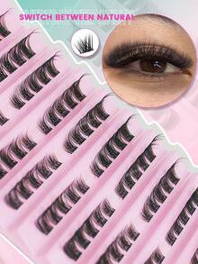 Mi giả dạng chùm D Curl tự làm, mi giả mềm mại, bông xốp như lông chồn, mi giả nhẹ, tạo vẻ tự nhiên, mi giả dạng chùm mỏng có thể tái sử dụng. - Xem 3