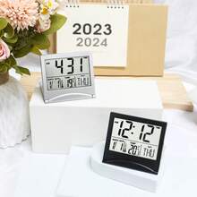 Reloj despertador de viaje digital plegable - Calendario, temperatura, temporizador con pantalla LCD con función de repetición - Dígitos grandes, alimentado por batería - Reloj de mesita de noche compacto adecuado para todas las edades - A - Ver 4