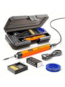 无线电烙铁，3档温度调节，USB充电，含助焊剂、支架和收纳盒 - 彩色 - 查看 9