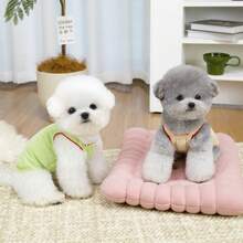 Cute Embroidered Dog Vests For Small Dogs, Red Ribbon Puppies Sleeveless Pet Camisole, Lightweight Summer Pet Dog Clothes, Breathable Pet Clothing - Beige - View 10