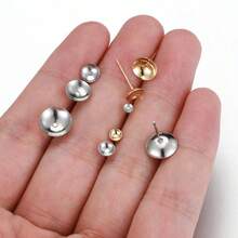 20pcs 3-8mm Stainless Steel Ear Studs Base For Pearl Earring Base For DIY Jewelry Making Golden Color Accessories - Earring Base - View 3