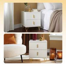 SoBuy Bedside Table With 2 Drawers For A Spring Mattress Bed, Side Table, Telephone Table, Nightstand, W X H X D: 40 X 47 X 40 Cm FBT115 - White X2 - View 7