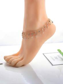 A New Fashion Accessory, Beach Dance Yoga Ankle Chain, Alloy Rhinestone Tassel Ankle Ring - Tassel - View 2