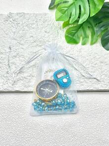 1 Bộ quà tặng trang nhã bằng vải organza trắng, kèm bộ đếm hạt pha lê lấp lánh + la bàn + 33 hạt pha lê, dùng để cầu nguyện/hướng dẫn/đếm hàng ngày, quà tặng Ramadan/đám cưới thiết yếu, chuỗi hạt Tasbih | Bộ đếm Dhikr cho tháng Ramadan - Thiết kế đính đá pha lê - Xem 5