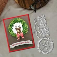 Creative Bow Wreath Dies, DIY Scrapbooking Album And Embossing Stencil, Greeting Card Making Tool, Card Paper Cutting Crafts ,Gift Card Making Template Die Cuts. - Silver - View 6