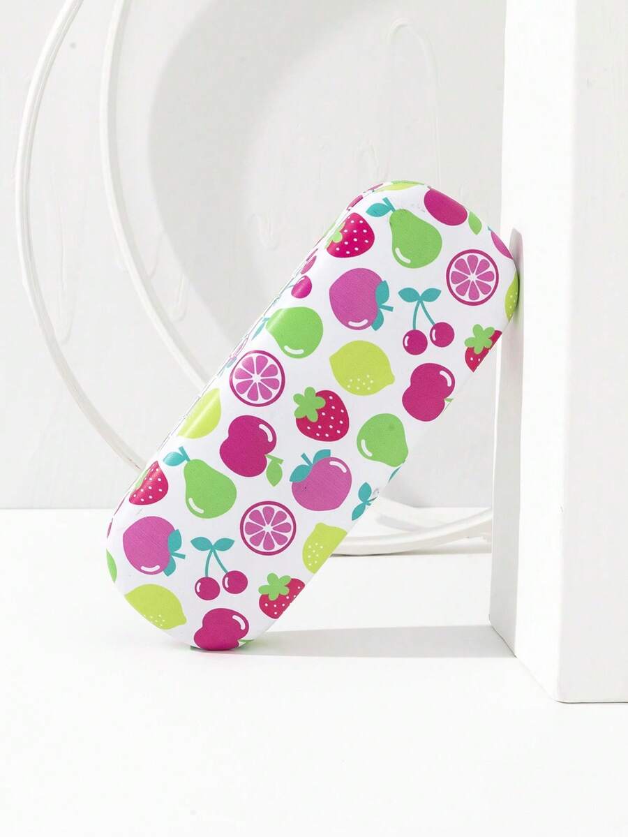1pc Cute Fruit & Heart Print Eyeglasses Case, Perfect For School, College, Dating, Travel, Everyday Use, Portable Hard Shell Protective Spectacles Organizer, Lightweight Storage Pouch For Glasses, Fashionable Accessory For Teen Girls And Women - Multicolor-206 - View 1