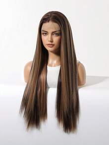 28英寸/70厘米 13*6蕾丝前假发 棕色钢琴色合成假发 女士耐热自然发质 Cosplay 彩色合成假发 高温假发 女士假日日常时尚风格合成假发 编织假发 万圣节和圣诞节 - 間色 - 查看 7